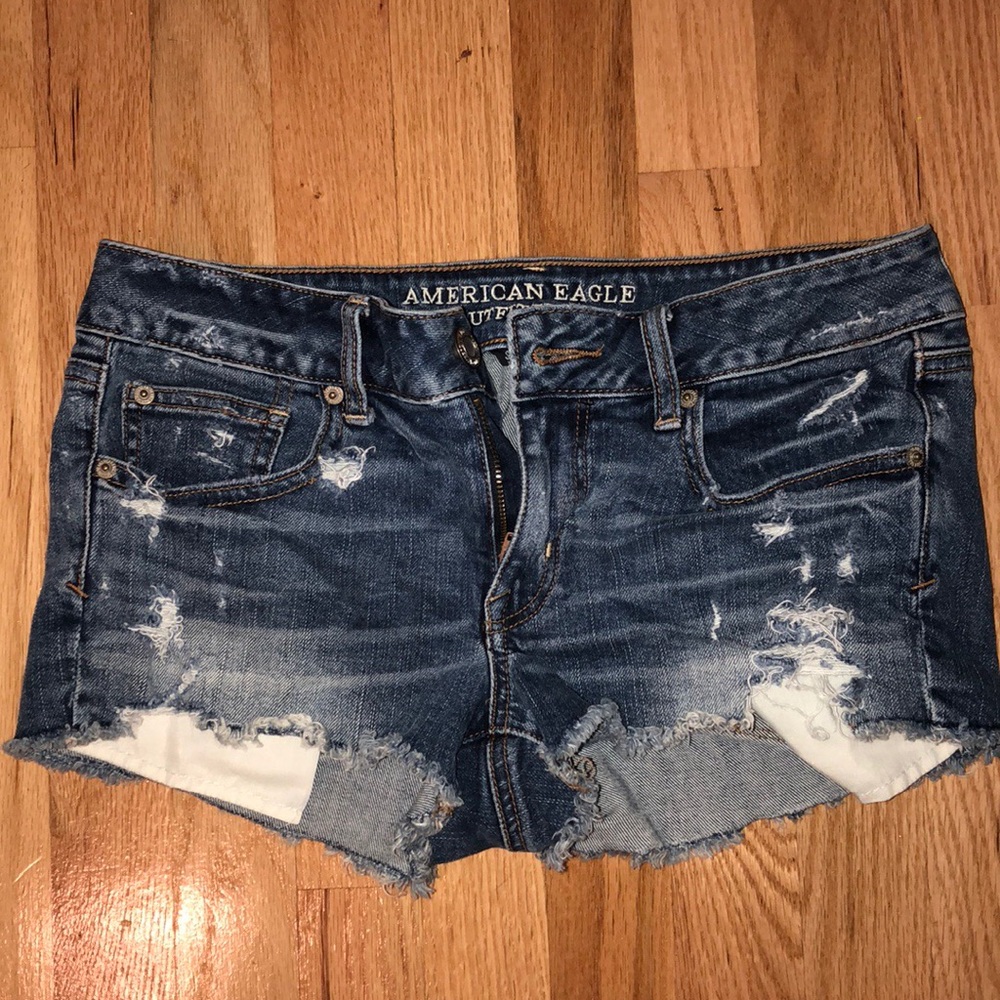 Distressed American Eagle Mid-Rise Shorts